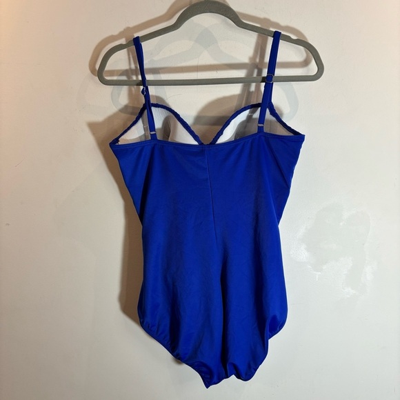 MIRACLESUIT Sz  12 Electric Blue Rialto Slimming Ruching One-Piece Swimsuit - Picture 8 of 14